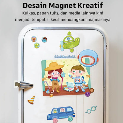 Pinwheel Mainan Magnet Dress Up Edukasi DIY Latih Kreativitas Imajinasi Anak TK 3 Hingga 6 Tahun