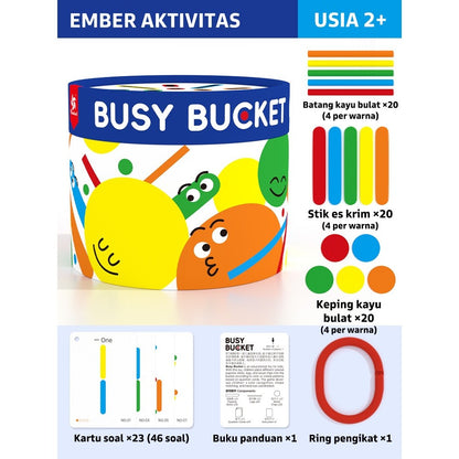 Pinwheel Busy Bucket Ember Sibuk Kayu Sensori Mainan Edukasi Latih Gerakan Halus Anak 2 Tahun