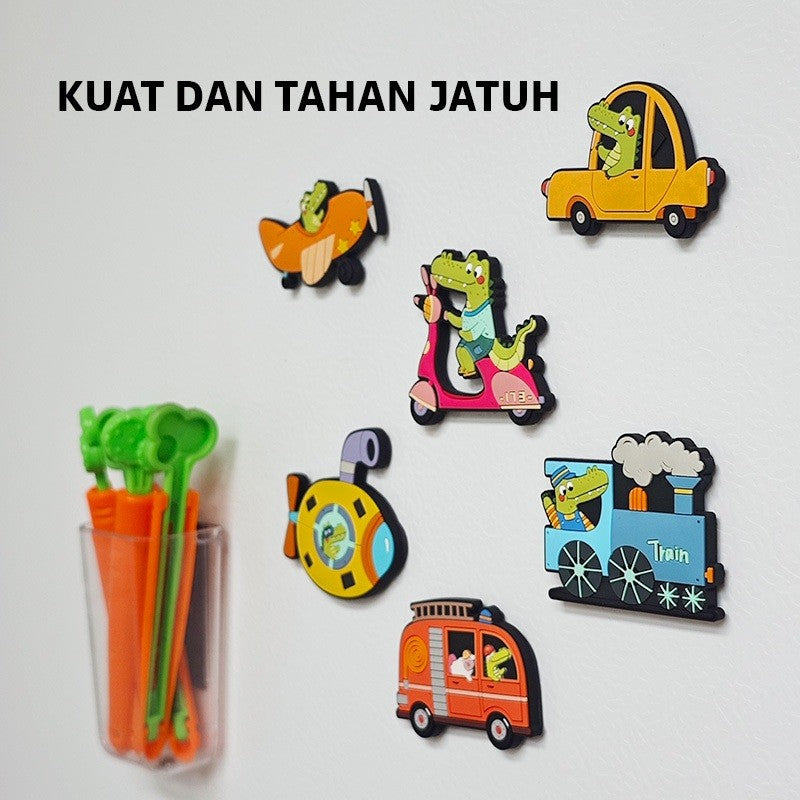 Pinwheel Fridge Magnet Kulkas 3D Sensori Binatang Kartun Transportasi Mainan Edukasi Anak Usia Dini