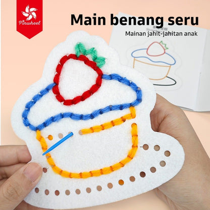 Pinwheel Fun with Yarn Threading Mainan Edukasi Montessori Mengait Benang Anak 3 Tahun Ke Atas