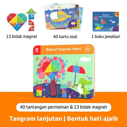 Pinwheel Magical Tangram Papan Tangram Magnetik Mainan Edukatif Anak 3 Tahun Latihan Kreativitas