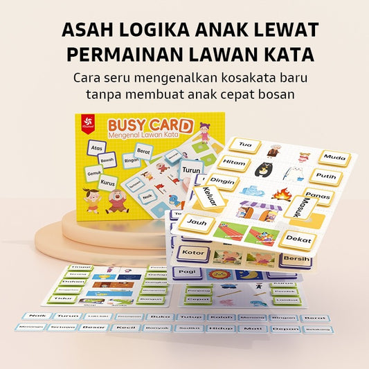 Pinwheel Busy Card Kartu Edukasi Lawan Kata Perekat Velcro Mainan Interaktif Latih Kosakata Anak 3