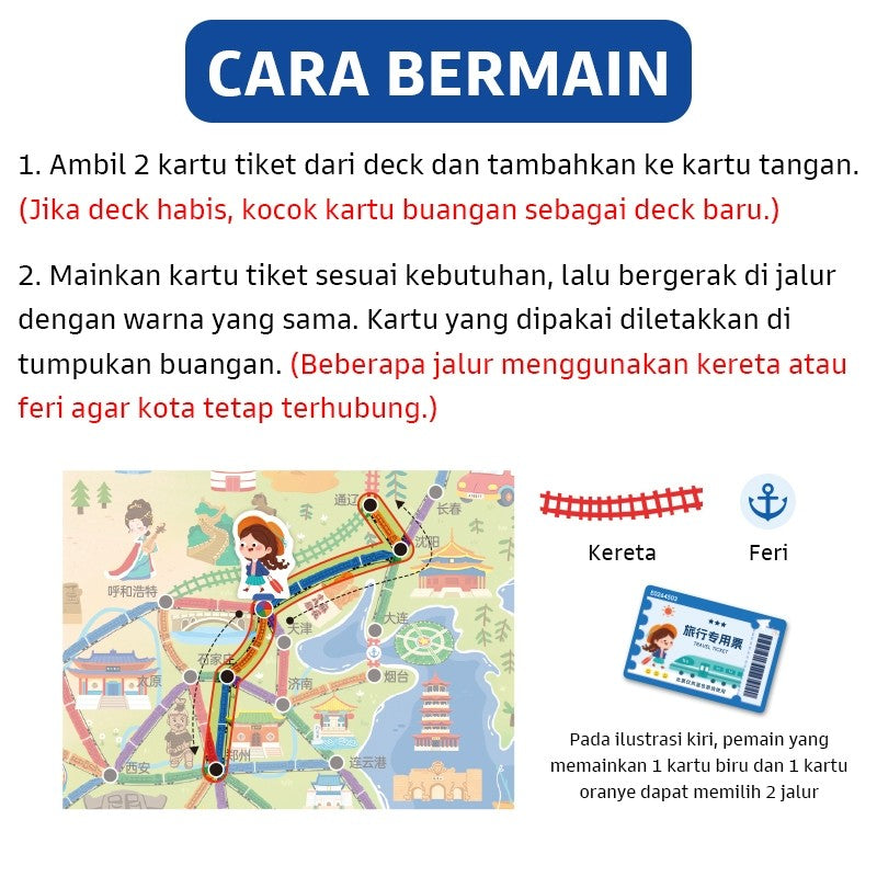 Pinwheel High Speed Rail Trip Permainan Papan Kereta Cepat Mainan Edukasi Latih Logika Bersama