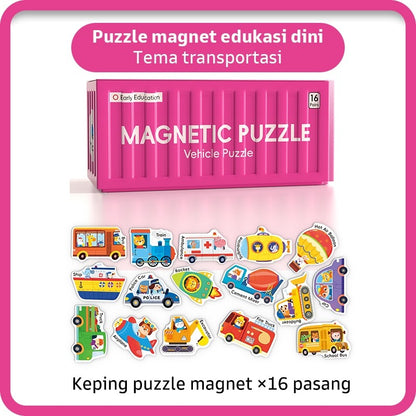 Pinwheel Magnetic Puzzle Mainan Edukasi Magnet Kotak Kontainer Anak 3 Tahun Ke Atas Tema Hewan Buah