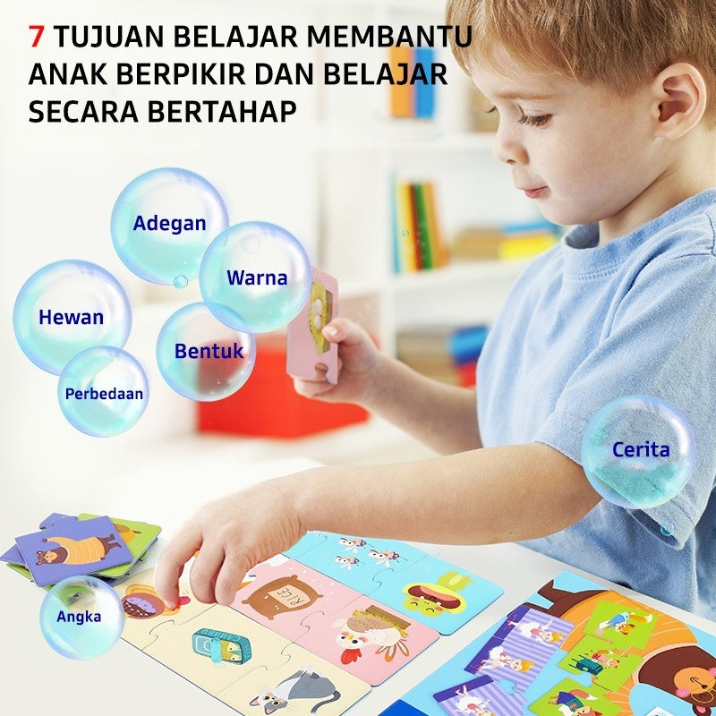Pinwheel Educational Matching Puzzle Latih Pengenalan Hewan Lawan Kata Motorik Halus 3 Tahun Ke Atas