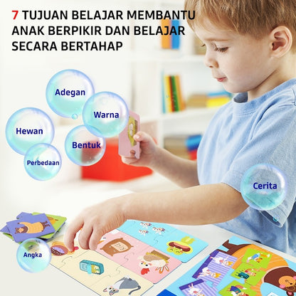 Pinwheel Educational Matching Puzzle Latih Pengenalan Hewan Lawan Kata Motorik Halus 3 Tahun Ke Atas
