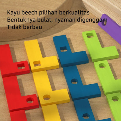 Pinwheel Mainan Edukasi Bentuk L Kayu Latih Logika Penalaran Geometri Teka-Teki Anak 4 Tahun Ke Atas