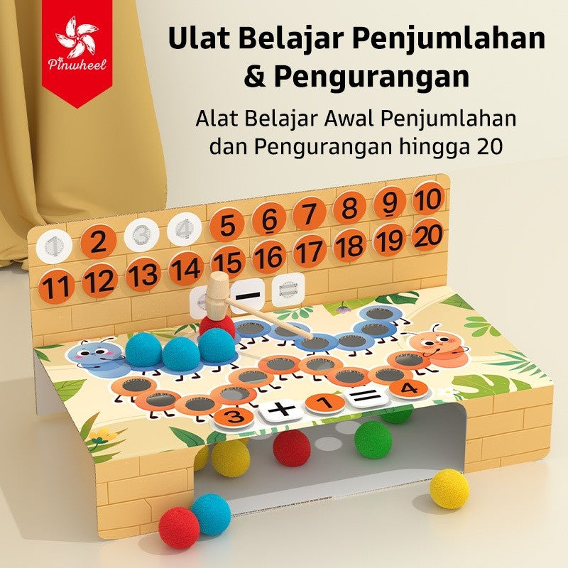 Pinwheel Mainan Edukasi Matematika Penjumlahan Pengurangan Ulat Bulu Anak TK Usia 3 Hingga 6 Tahun