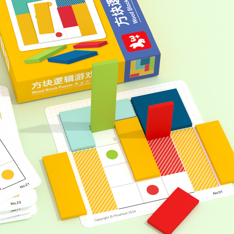 Pinwheel Wood Block Puzzle Mainan Edukasi Balok Kayu Permainan Logika Spasial Usia 3 Tahun Ke Atas