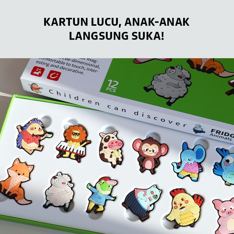 Pinwheel Fridge Magnet Kulkas 3D Sensori Binatang Kartun Transportasi Mainan Edukasi Anak Usia Dini