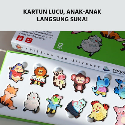 Pinwheel Fridge Magnet Kulkas 3D Sensori Binatang Kartun Transportasi Mainan Edukasi Anak Usia Dini
