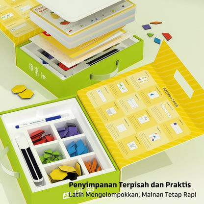 Pinwheel Magnetic Geometry Puzzle Balok Magnetik Mainan Edukasi Geometri Anak TK Usia 3 Tahun Atas