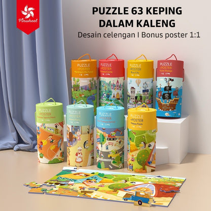 Pinwheel Jigsaw Puzzle 63 Celengan Edukasi Anak Latih Fokus Pengamatan Kreativitas 3 Tahun Ke Atas