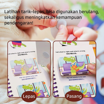 Pinwheel Busy Book Buku Aktivitas Perilaku Anak Montessori Mainan Edukasi Balita Velcro Set 2 Buku