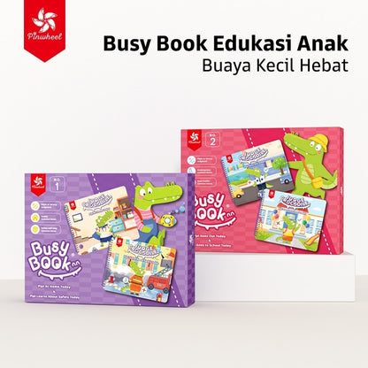 Pinwheel Busy Book Buku Aktivitas Perilaku Anak Montessori Mainan Edukasi Balita Velcro Set 2 Buku