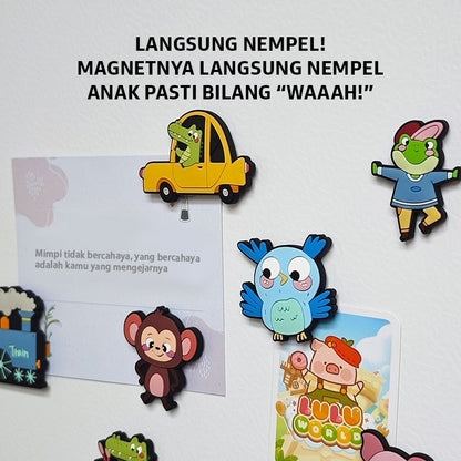 Pinwheel Fridge Magnet Kulkas 3D Sensori Binatang Kartun Transportasi Mainan Edukasi Anak Usia Dini