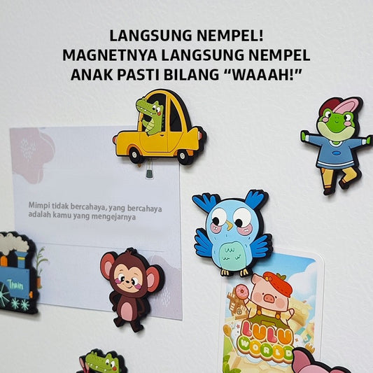 Pinwheel Fridge Magnet Kulkas 3D Sensori Binatang Kartun Transportasi Mainan Edukasi Anak Usia Dini