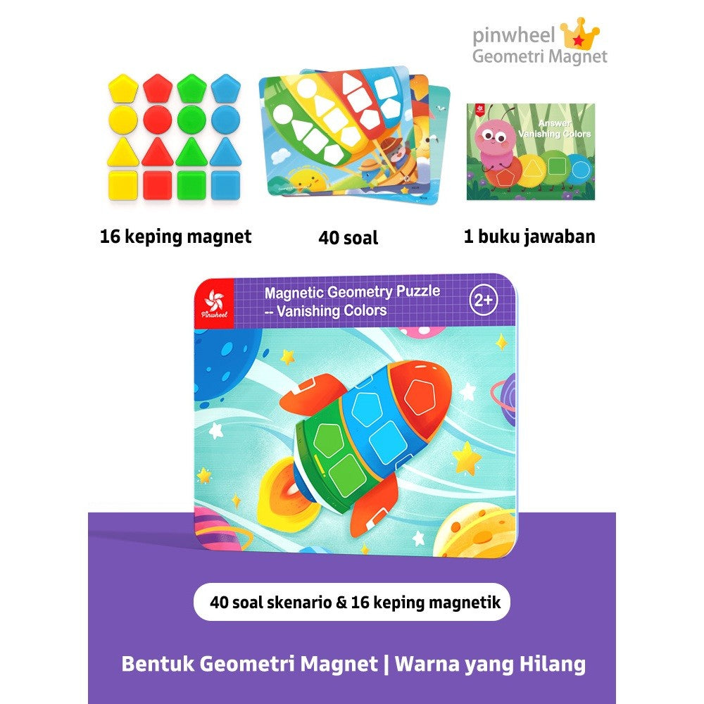 Pinwheel Magnetic Geometry Puzzle Mainan Edukasi Magnet Cocok Bentuk Warna Anak 3 Tahun Ke Atas