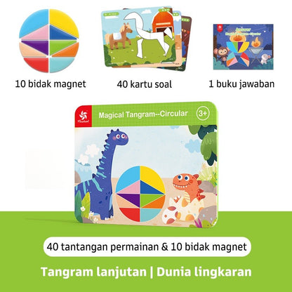 Pinwheel Magical Tangram Papan Tangram Magnetik Mainan Edukatif Anak 3 Tahun Latihan Kreativitas