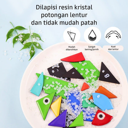 Pinwheel Magical Tangram Papan Tangram Magnetik Mainan Edukatif Anak 3 Tahun Latihan Kreativitas