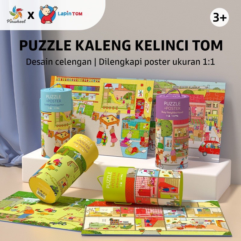 Pinwheel Tom Rabbit Puzzle Edukasi Anak Latih Fokus Motorik Halus Kreativitas Pengamatan 3 Tahun