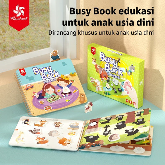 Pinwheel Busy Book Buku Aktivitas Early Learning Mainan Edukasi Balita Montessori Velcro Set 1 Buku