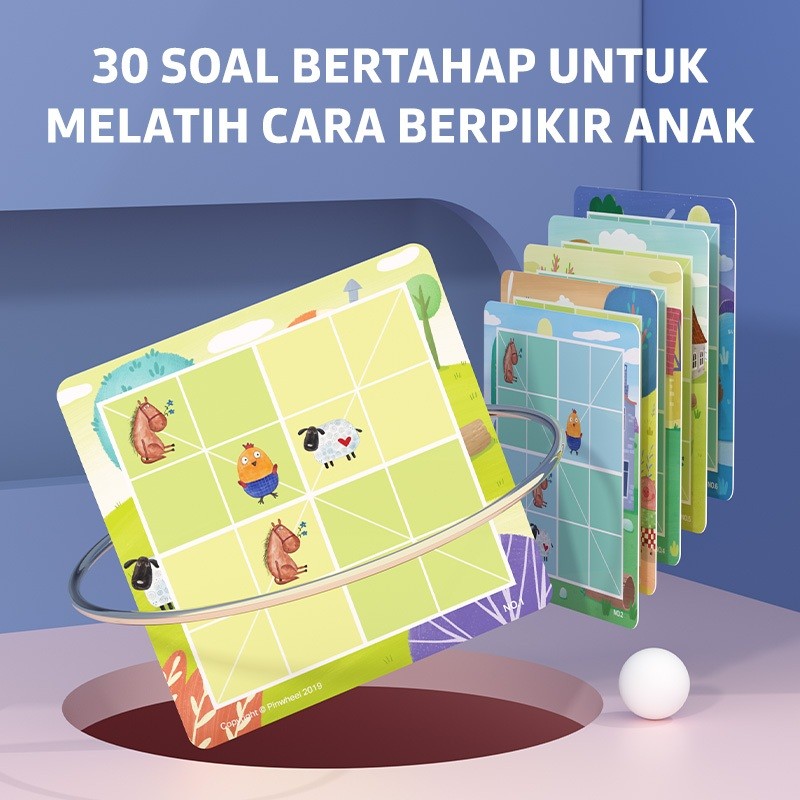 Pinwheel Sudoku Logic Game Mini Mainan Edukatif Magnetik Tema Hewan Latih Logika Fokus Anak 3 Tahun