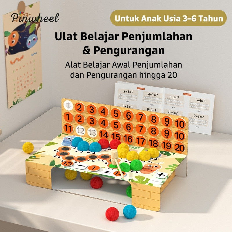 Pinwheel Mainan Edukasi Matematika Penjumlahan Pengurangan Ulat Bulu Anak TK Usia 3 Hingga 6 Tahun