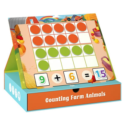 Pinwheel Menghitung Hewan Ternak 3in1 Mainan Edukasi Matematika Magnetik Anak Usia 3 Hingga 6 Tahun