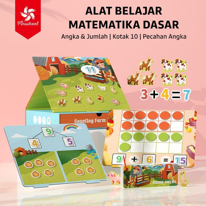 Pinwheel Menghitung Hewan Ternak 3in1 Mainan Edukasi Matematika Magnetik Anak Usia 3 Hingga 6 Tahun