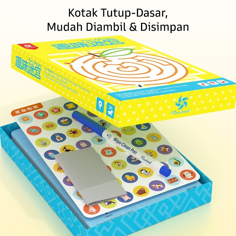 Pinwheel Fun Mazes Permainan Labirin Edukasi Anak Bisa Dihapus Usia 3 Tahun Ke Atas Latih Koordinasi