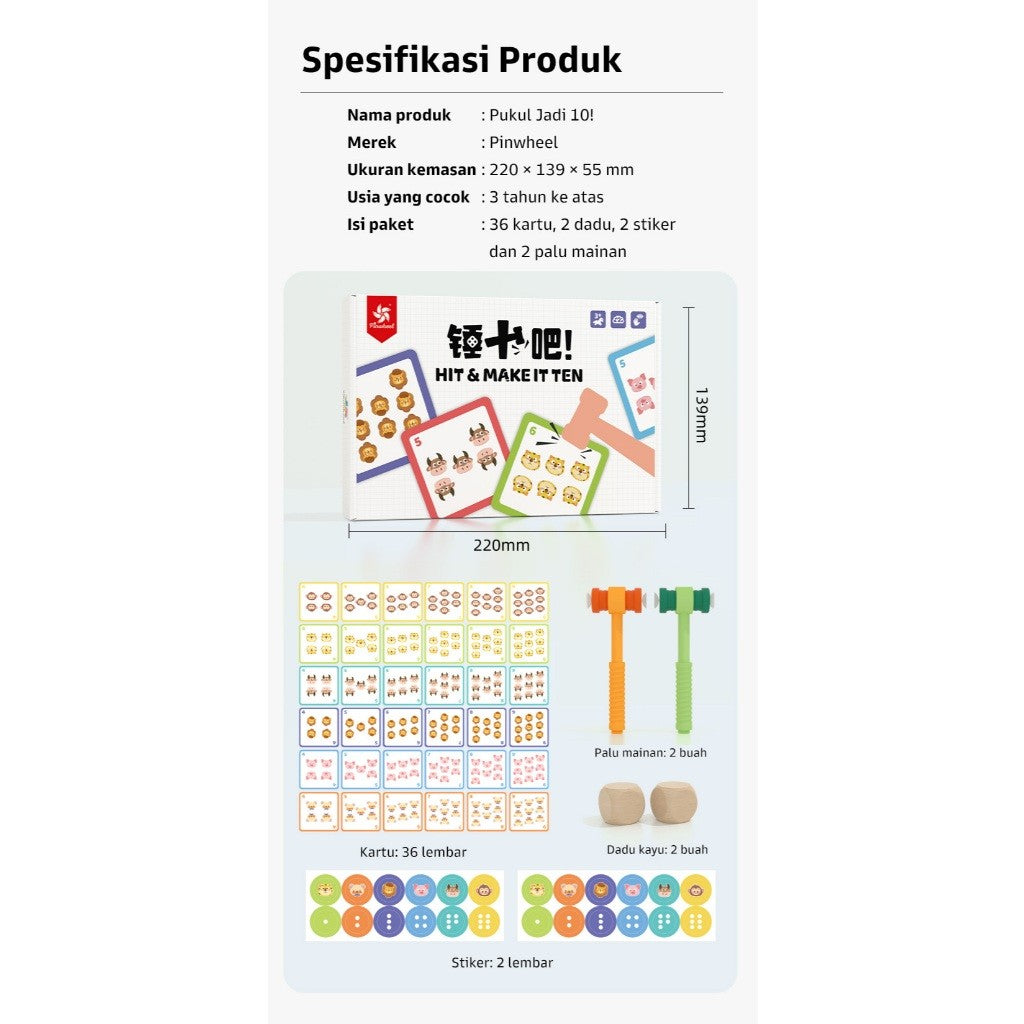 Pinwheel Hit Make It Ten Mainan Edukatif Belajar Berhitung Cepat Angka 10 Interaksi Keluarga Anak