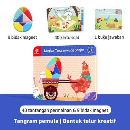 Pinwheel Magical Tangram Papan Tangram Magnetik Mainan Edukatif Anak 3 Tahun Latihan Kreativitas