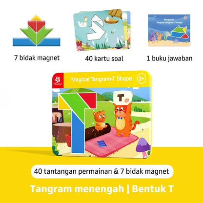 Pinwheel Magical Tangram Papan Tangram Magnetik Mainan Edukatif Anak 3 Tahun Latihan Kreativitas