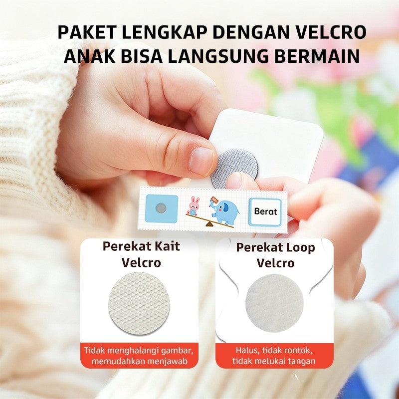 Pinwheel Busy Card Kartu Edukasi Lawan Kata Perekat Velcro Mainan Interaktif Latih Kosakata Anak 3