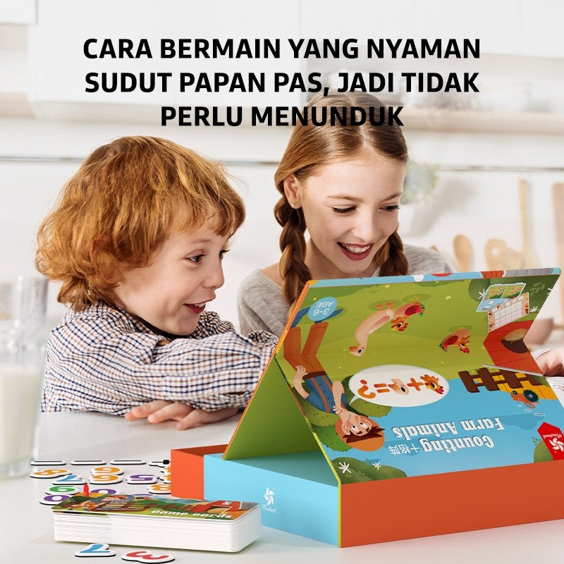 Pinwheel Menghitung Hewan Ternak 3in1 Mainan Edukasi Matematika Magnetik Anak Usia 3 Hingga 6 Tahun