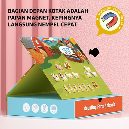 Pinwheel Menghitung Hewan Ternak 3in1 Mainan Edukasi Matematika Magnetik Anak Usia 3 Hingga 6 Tahun