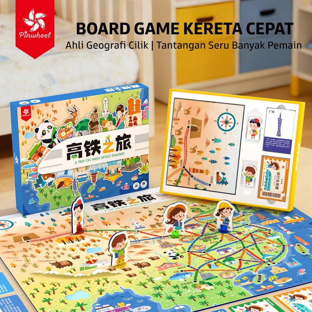 Pinwheel High Speed Rail Trip Permainan Papan Kereta Cepat Mainan Edukasi Latih Logika Bersama