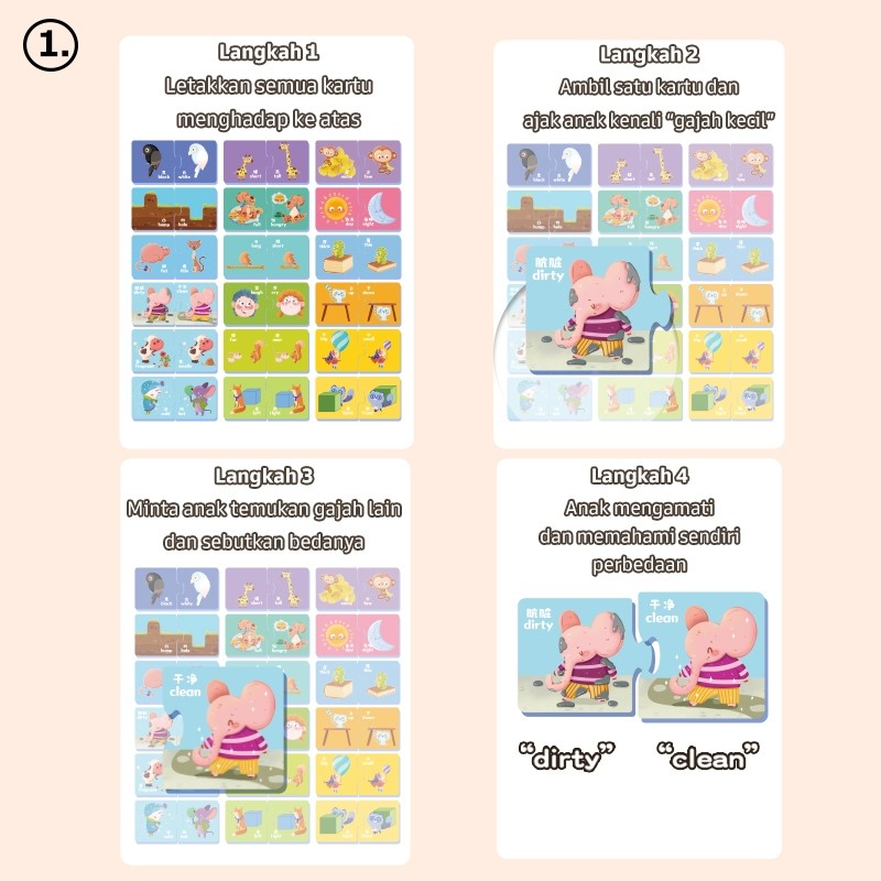 Pinwheel Educational Matching Puzzle Latih Pengenalan Hewan Lawan Kata Motorik Halus 3 Tahun Ke Atas
