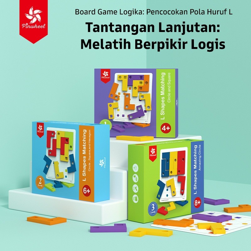 Pinwheel Mainan Edukasi Bentuk L Kayu Latih Logika Penalaran Geometri Teka-Teki Anak 4 Tahun Ke Atas