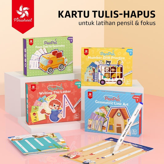 Pinwheel PenPal Kartu Latihan Kontrol Pena Bisa Dihapus Mainan Edukasi Preschool Anak 3 Tahun