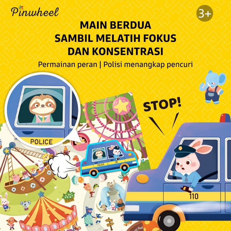 Pinwheel Police Catching Thief Boardgame Mainan Edukatif Latih Fokus Interaksi Keluarga Anak 3 Tahun