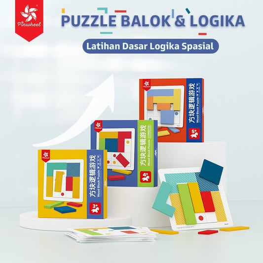 Pinwheel Wood Block Puzzle Mainan Edukasi Balok Kayu Permainan Logika Spasial Usia 3 Tahun Ke Atas