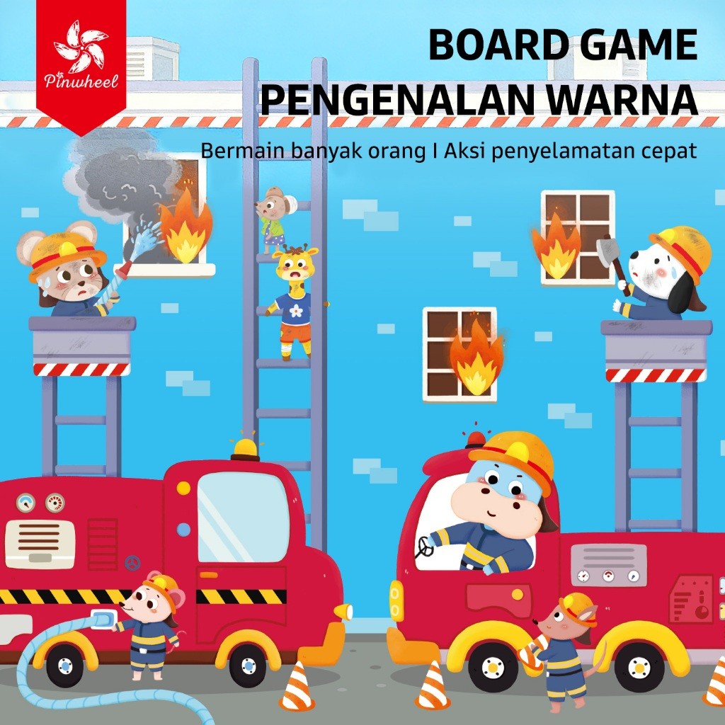 Pinwheel Fire Rescue Game Permainan Pemadam Kebakaran Mainan Edukasi Latih Reaksi Cepat Bersama Anak