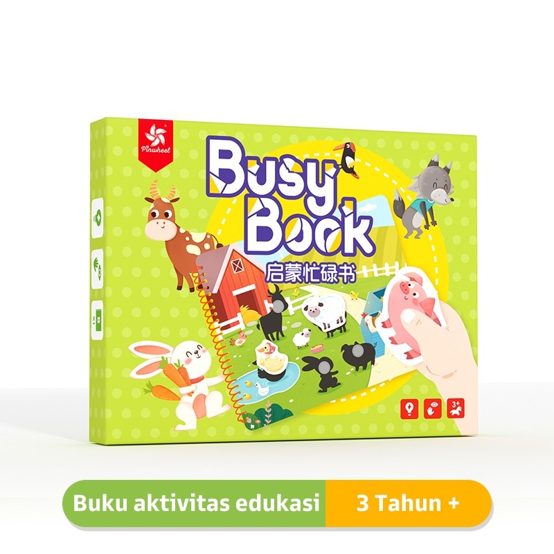 Pinwheel Busy Book Buku Aktivitas Early Learning Mainan Edukasi Balita Montessori Velcro Set 1 Buku