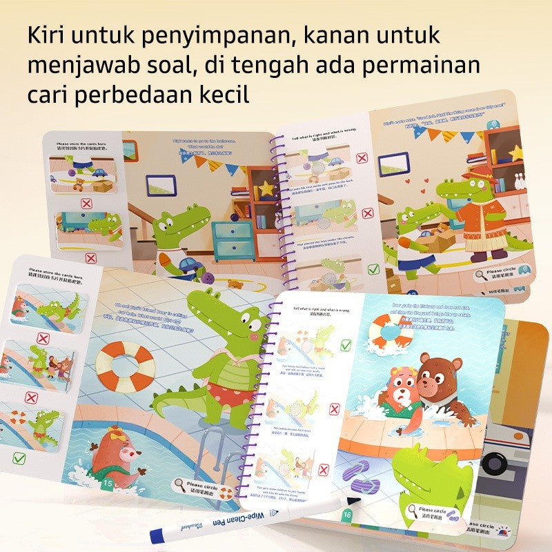 Pinwheel Busy Book Buku Aktivitas Perilaku Anak Montessori Mainan Edukasi Balita Velcro Set 2 Buku