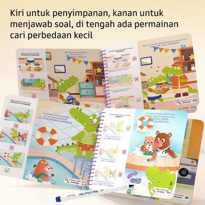 Pinwheel Busy Book Buku Aktivitas Perilaku Anak Montessori Mainan Edukasi Balita Velcro Set 2 Buku