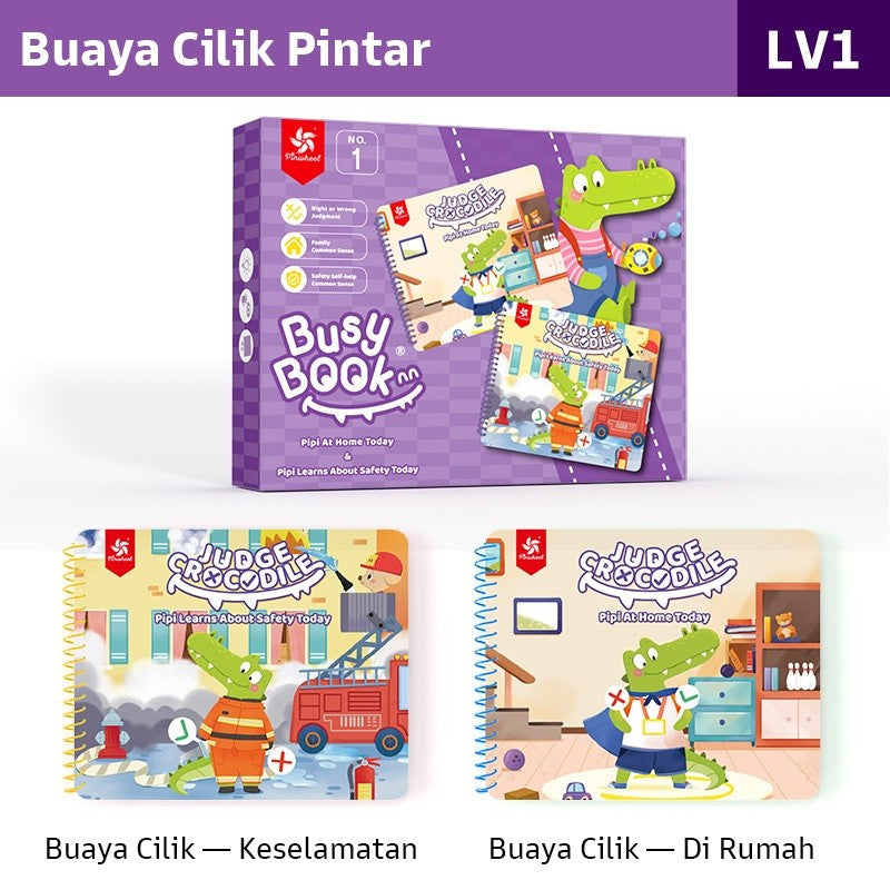 Pinwheel Busy Book Buku Aktivitas Perilaku Anak Montessori Mainan Edukasi Balita Velcro Set 2 Buku