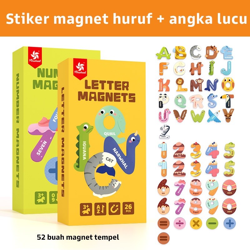 Pinwheel Number & Letter Fridge Magnets Mainan Edukasi Magnet Huruf Angka Kulkas Papan Tulis Anak 3+