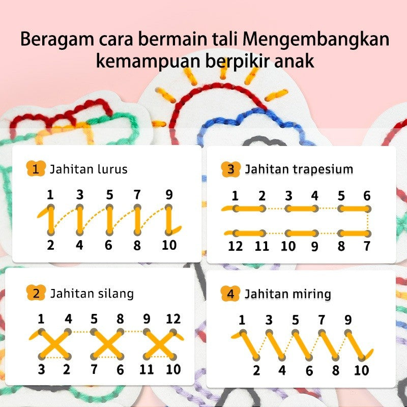 Pinwheel Fun with Yarn Threading Mainan Edukasi Montessori Mengait Benang Anak 3 Tahun Ke Atas